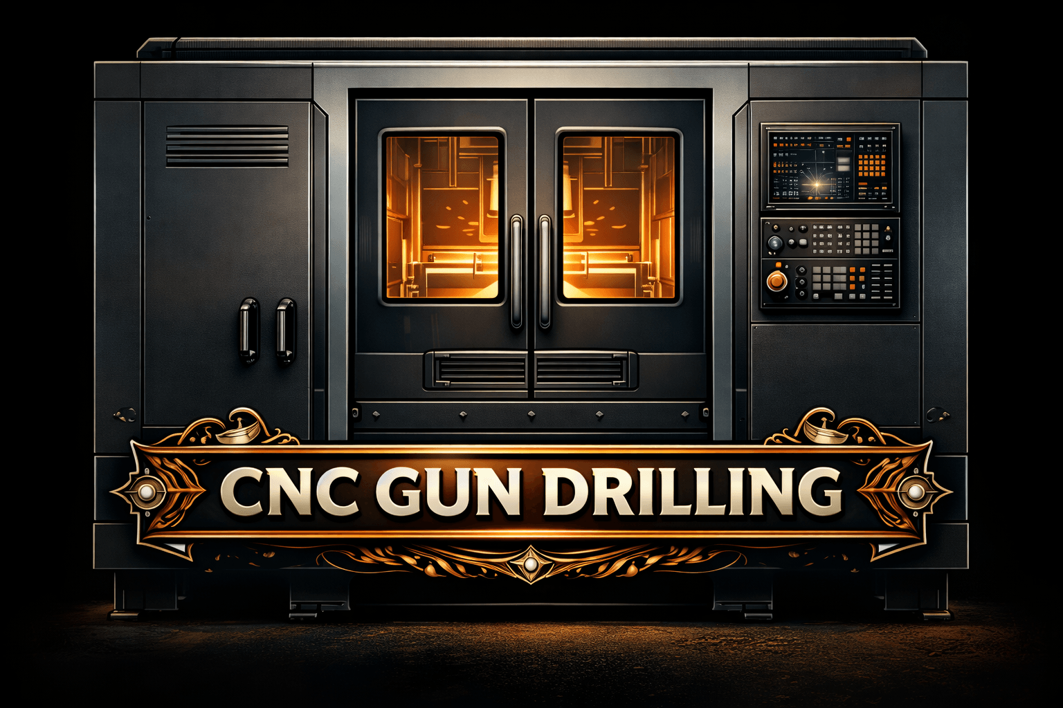 Gun drilling machine producing a deep precision bore