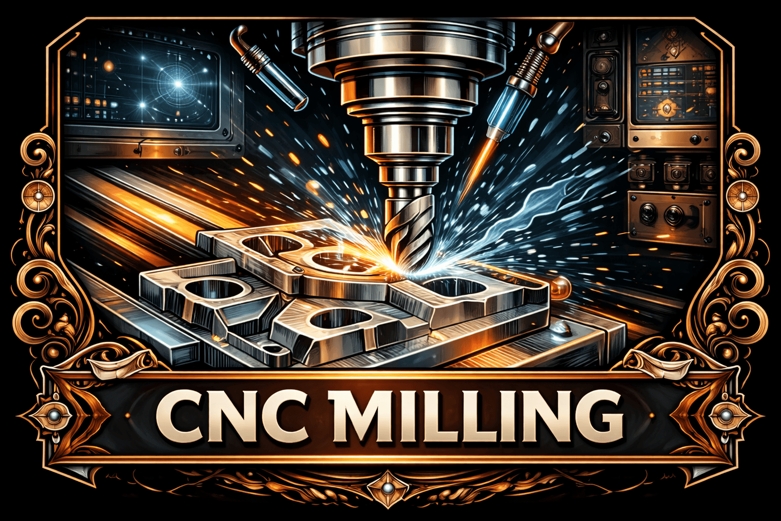 CNC milling operation machining a metal workpiece